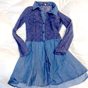 2/$15 Girls denim and lace dress